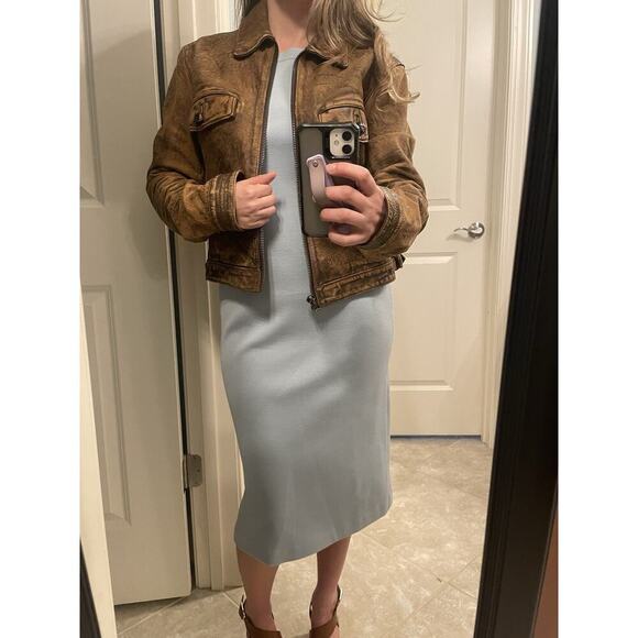 Ralph Lauren Purple Label Knit Midi Dress Crewneck Bodycon Slim S Short Sleeve - Picture 6 of 16